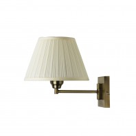 Oriel Lighting-SWINGLEY Traditional Swing Arm Wall Light with Fabric Shade - Antique Brass